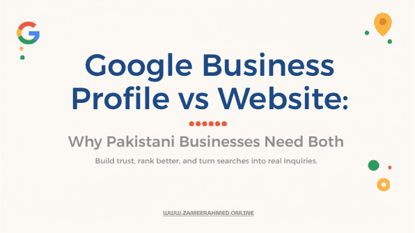 Google Business Profile vs website in Pakistan Canva cover